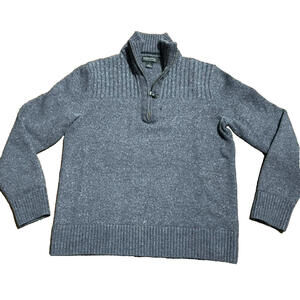 Banana Republic Womens S Gray  1/4 Zip Sweater Pullover Fine Merino Wool THICK